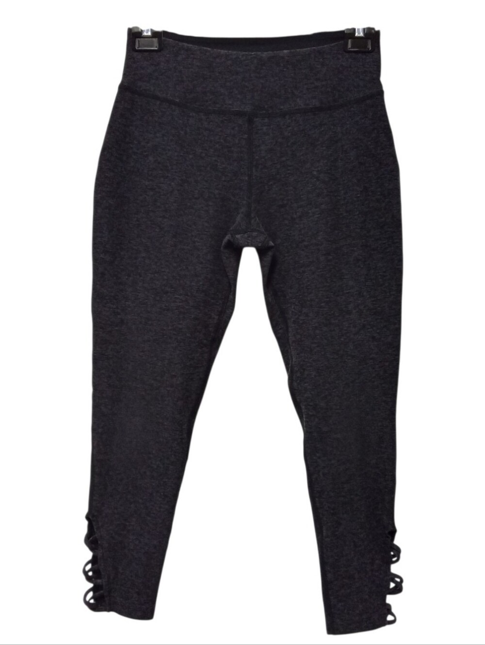 Beyond Yoga Spacedye Interloop Leggings Women's M Black Gray 23" Cropped Cutout